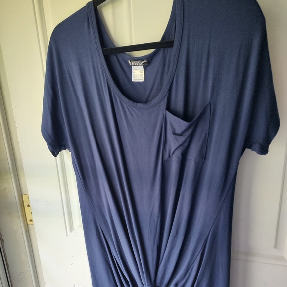 Venus Navy blue draped front tunic. New. Size large. - Picture 2 of 15